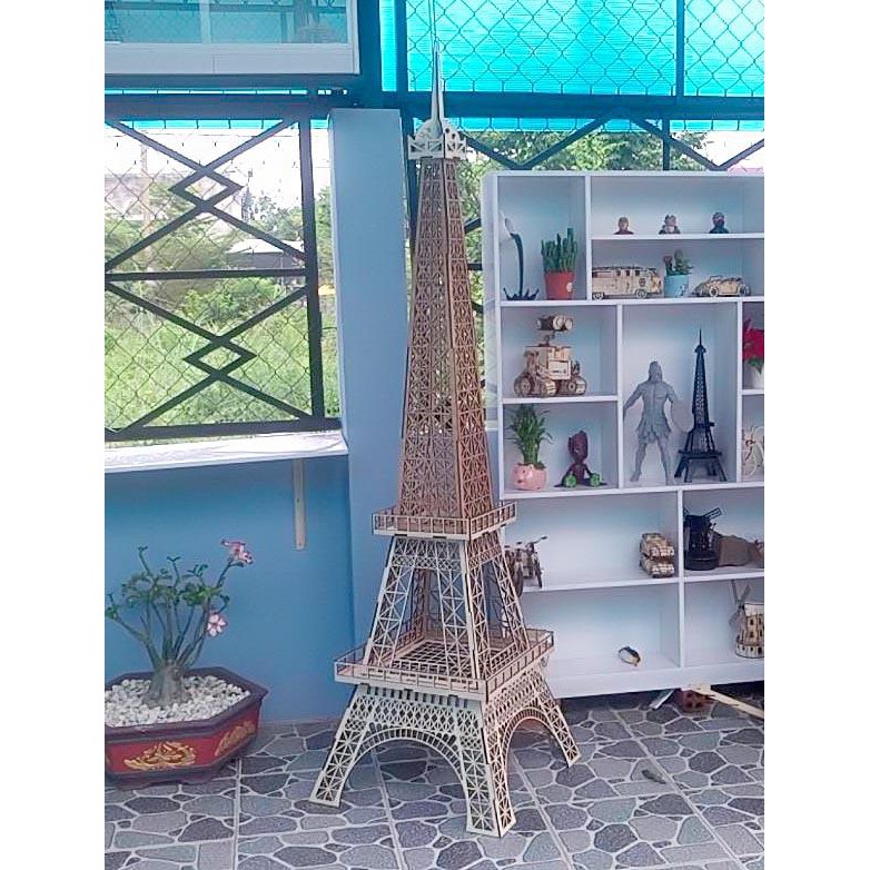 Tháp Eiffel DGD9 - Mô hình gỗ trang trí nhà cửa, quán cafe