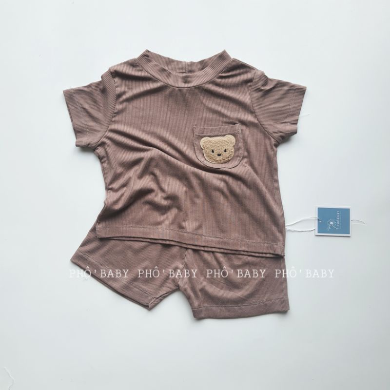 Bộ gấu thun tắm mềm mịn, mát cho bé dễ thương