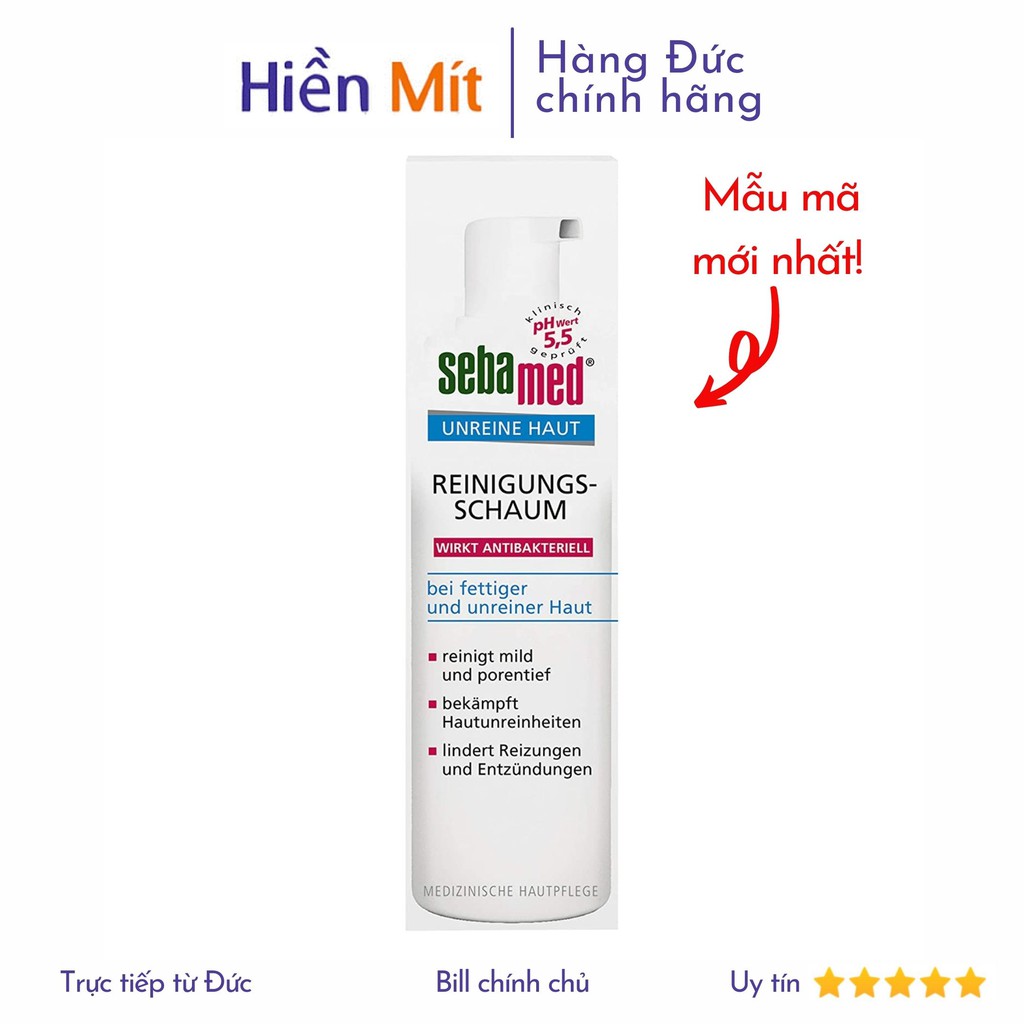 Đức-SALE chai lớn 150ml Bọt Rửa Mặt Kháng Khuẩn Dành Cho Da Mụn Dầu Sebamed Antibacterial Cleansing Foam sữa clear face