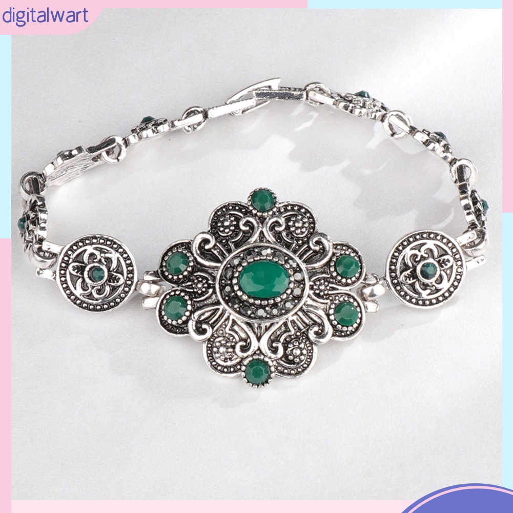 Vòng đeo tay thiết kế mặt bông hoa đính đá nhân tạo phong cách cổ điển thanh lịch thời trang dành cho nữ