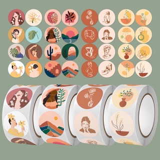 100 Tem Nhãn Dán Sticker phong cách retro size 2.5cm/1Inch- Phụ Kiện Nhung Yến