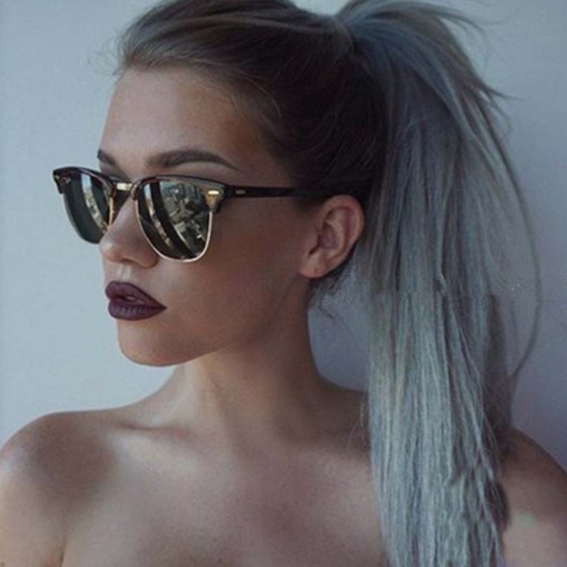 Kính Mát Nửa Gọng Kim Loại Chống Ánh Sáng Xanh Phong Cách Vintage Thời Trang Unisex