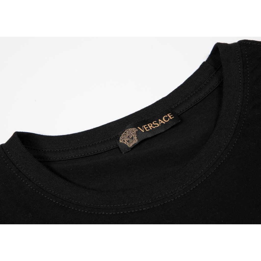 Áo Thun Tay Ngắn Chất Liệu Cotton Thêu Họa Tiết Versace Thời Trang Unisex