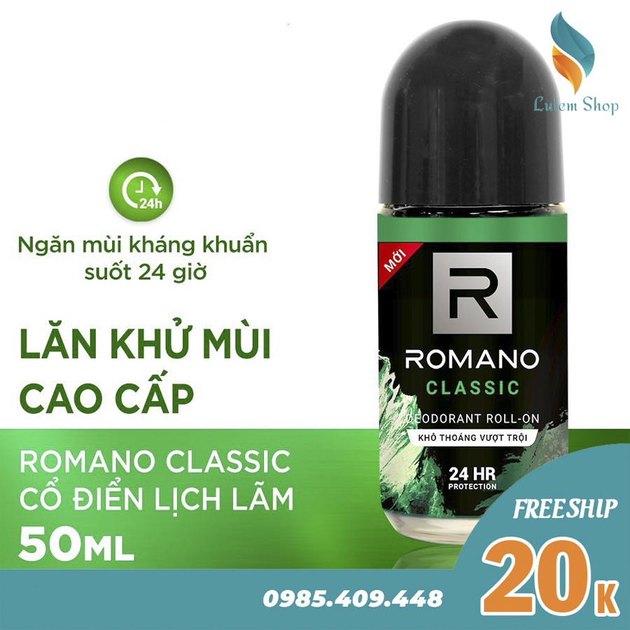 Lăn khử mùi cao cấp Romano 50ml (có 4 mùi)