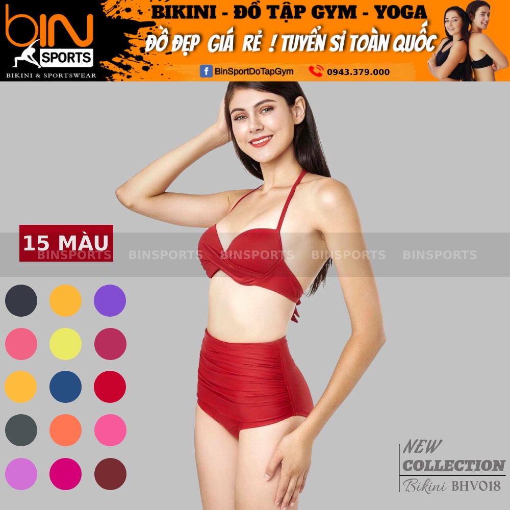 Bikini Nữ Hai Mảnh Cạp Cao Nhiều Màu Bin Sports BHV018 v2