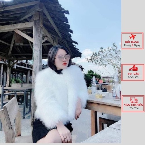 Áo khoác lông dài nữ cao cấp màu trắng ghi hồng phong cách sang trọng ulzzang Hàn Quốc
