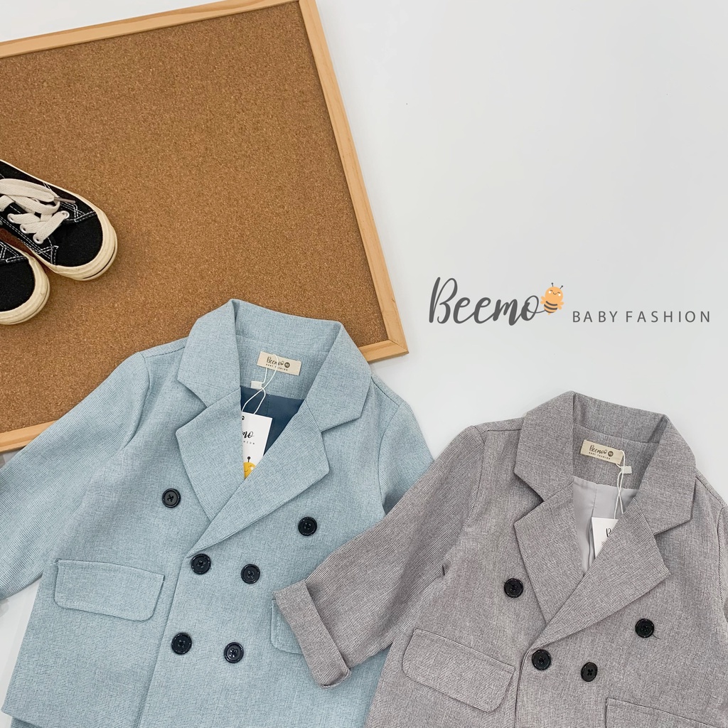 Bộ vest cho bé trai Beemo, Chất liệu tech Hàn, thiết kế sang trọng, 2 màu cá tính B099