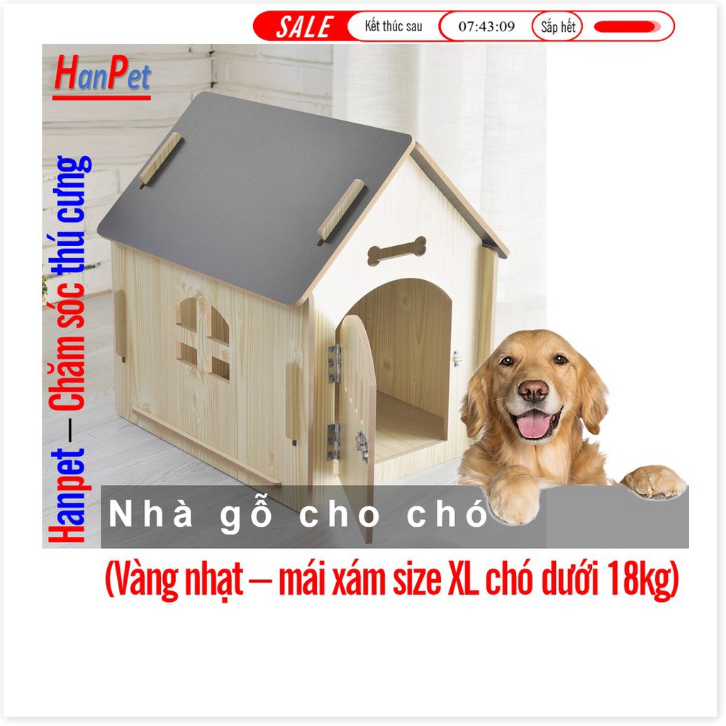 Nội thất thú cưng Nhà gỗ cho chó dạng chuồng chó bằng gỗ mái nhọn