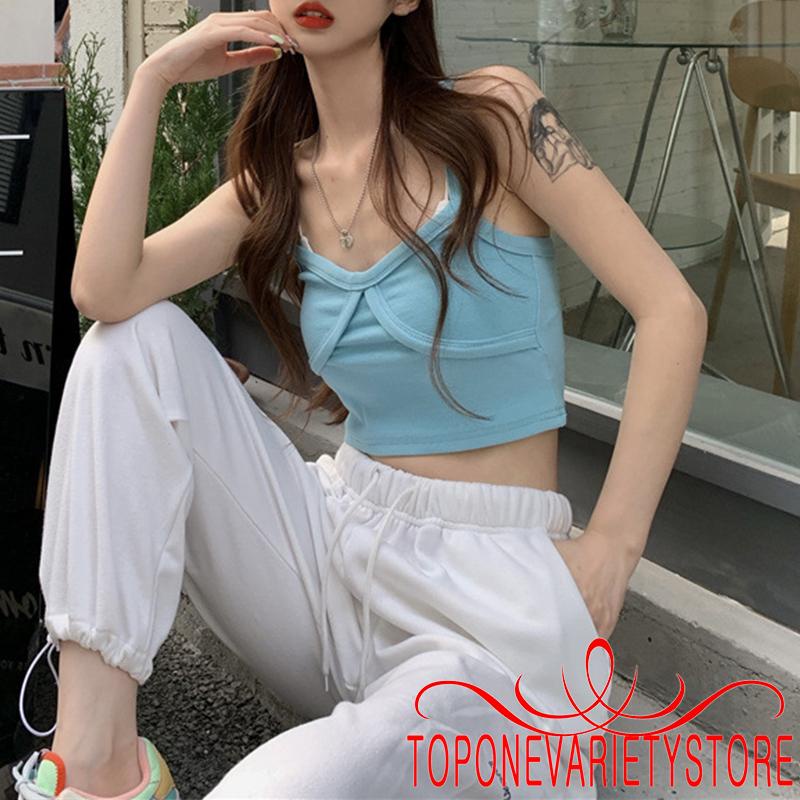 Áo Lửng Không Tay Cổ Chữ V Màu Trơn / Trắng / Đen / Vàng Cho Nữ | BigBuy360 - bigbuy360.vn