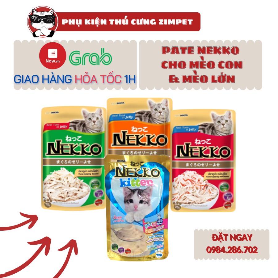 Pate Nekko cho mèo thơm ngon bổ dưỡng gói 70gr - Pate cho mèo - Zimpet