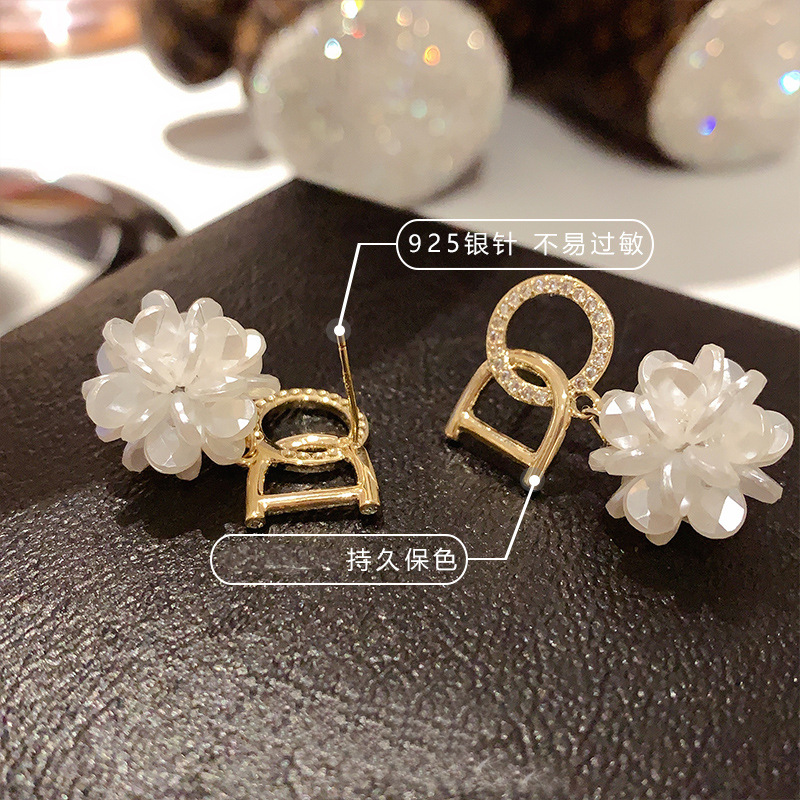 Hoa tai mạ bạc 925 kiểu bông hoa xinh xắn thời trang 2021 dành cho nữ