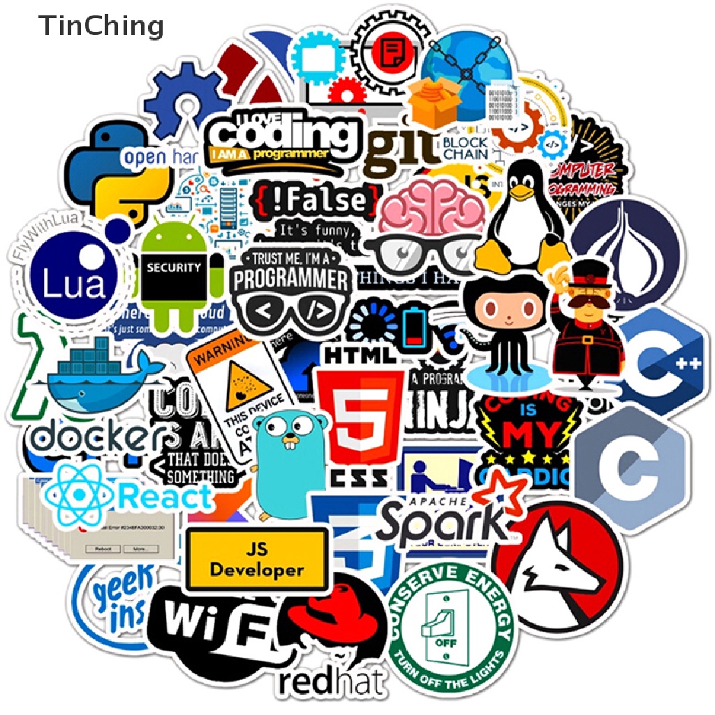 Bộ 50 Miếng Dán Lập Trình Internet Java DIY Trang Trí Vali / Laptop / Xe Hơi
