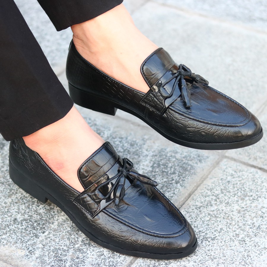 Giày Da Nam,giày lười nam,giày nam đẹp chuông đen mã L177 | BigBuy360 - bigbuy360.vn