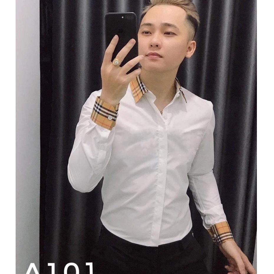 Áo Sơ Mi Nam Phối Chữ hàng chuẩn shop vải mềm mịn
