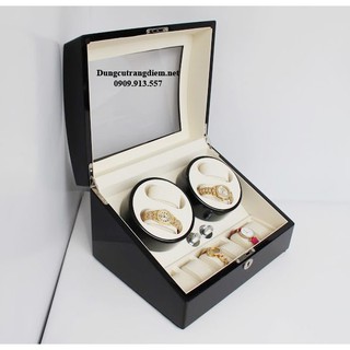 [BH 2 NĂM] Hộp Lắc Đồng Hồ Cơ 4 Xoay Vỏ Da Pu, Cá Sấu, Cacbon, Vỏ Gỗ CN