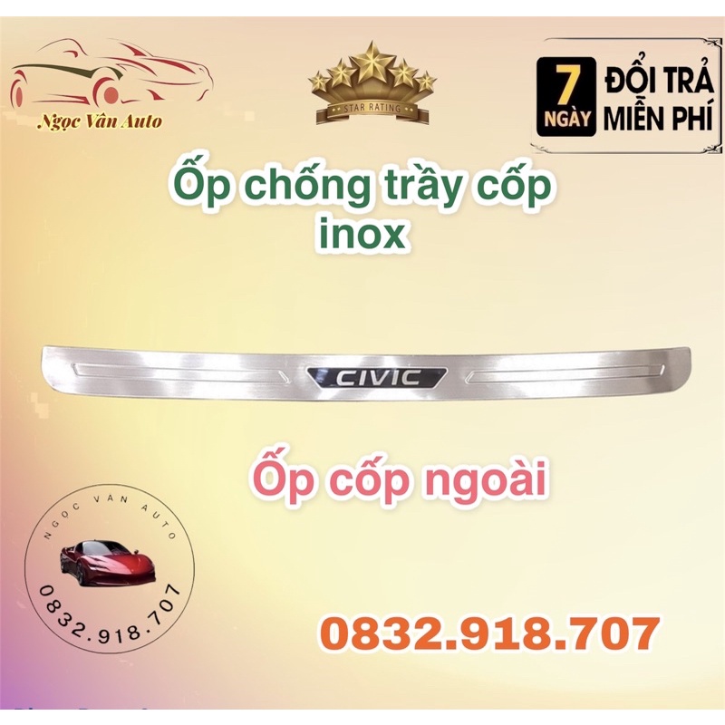 Ốp chống trầy cốp Honda Civic 2017 - 2021 - Mẫu INOX