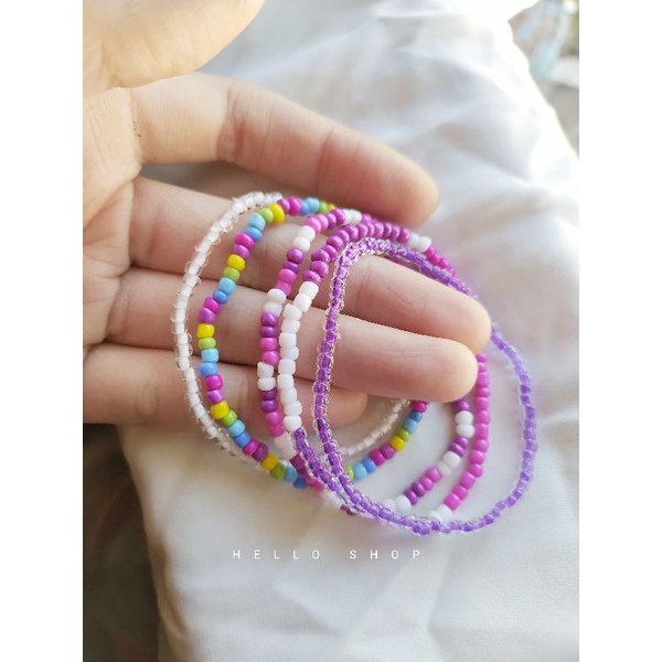Vòng tay hạt cườm mix màu tone tím cực xinh độc lạ