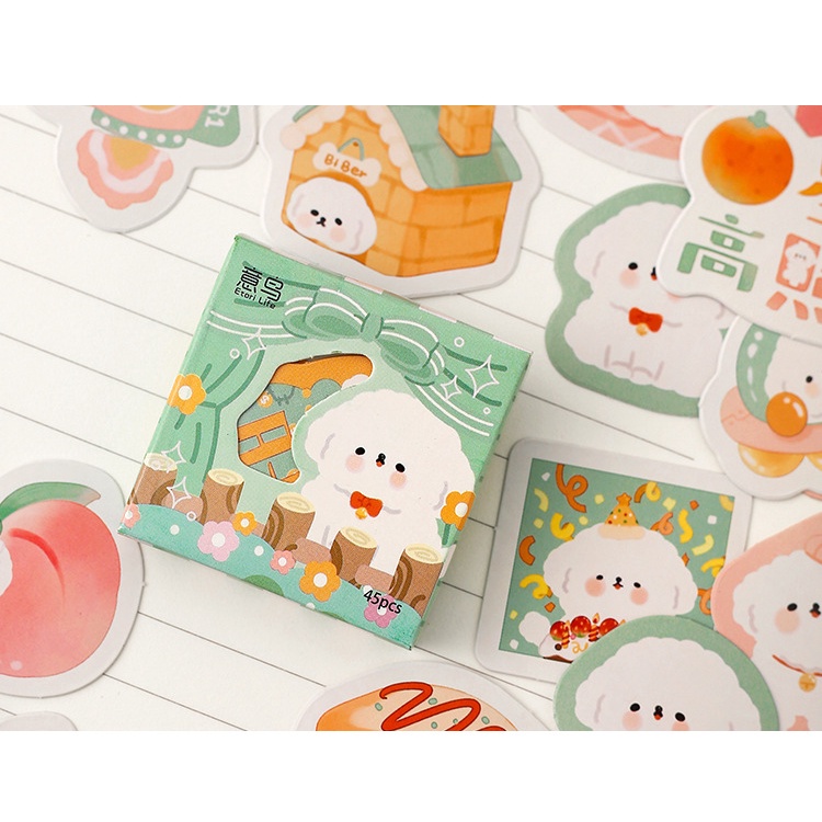 Set 45 miếng dán hình động vật đáng yêu trang trí sổ tay