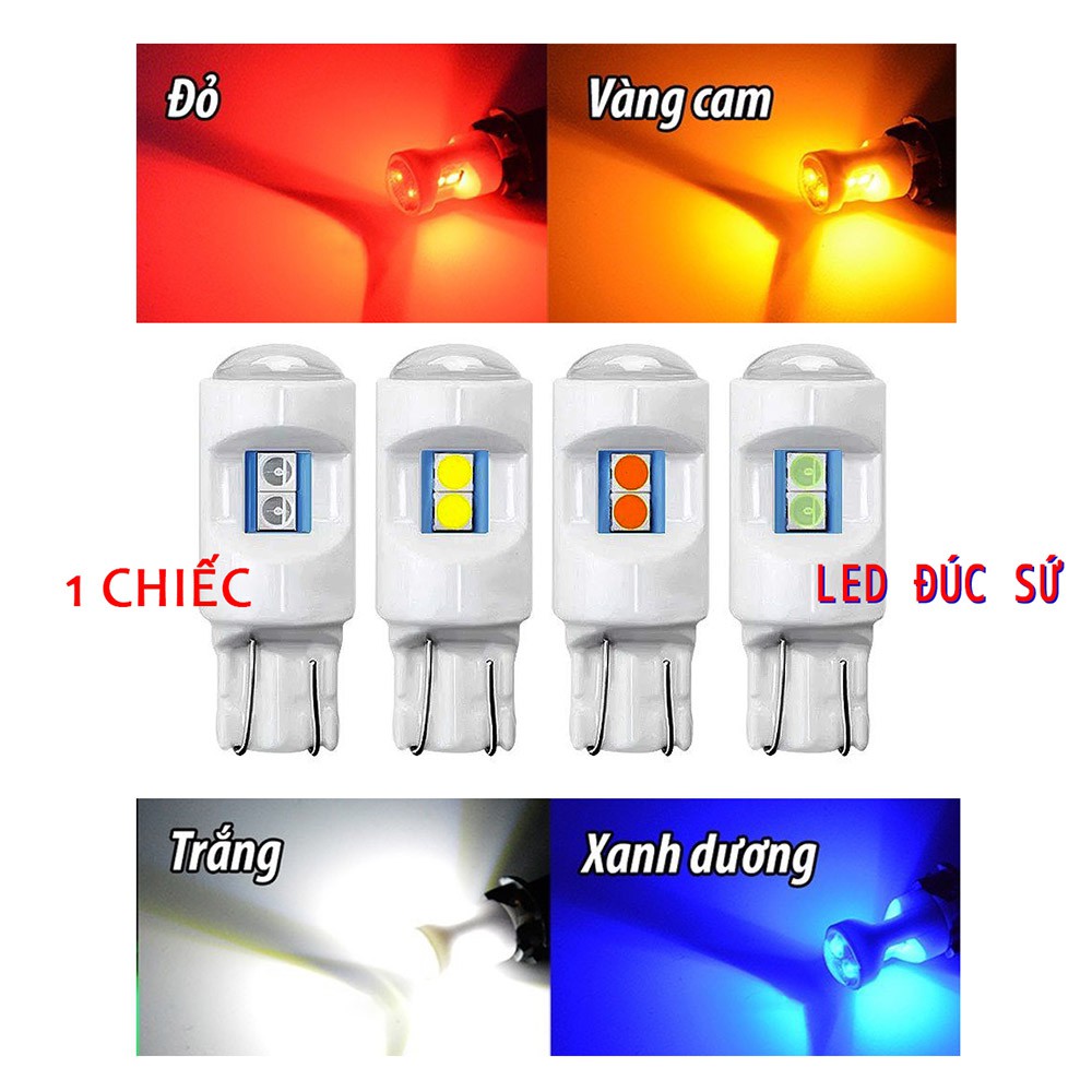 Đèn Led Đúc Sứ 6 Tim Chân T10 Gắn Demi, Xi Nhan [ Giá 1 Chiếc ]