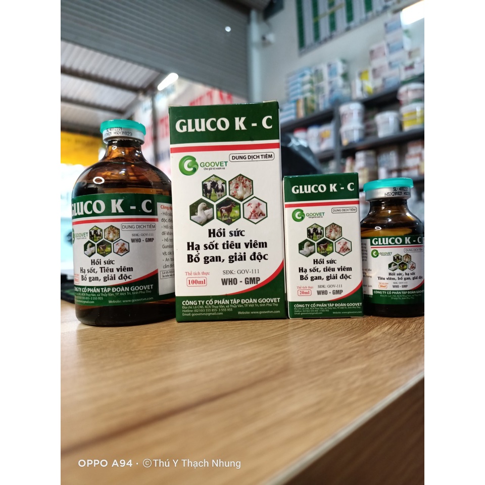 GLUCO K-C 100ml Goovet. Gluco kc dùng trong chăn nuôi, cung cấp vitamin và bổ sung dinh dưỡng