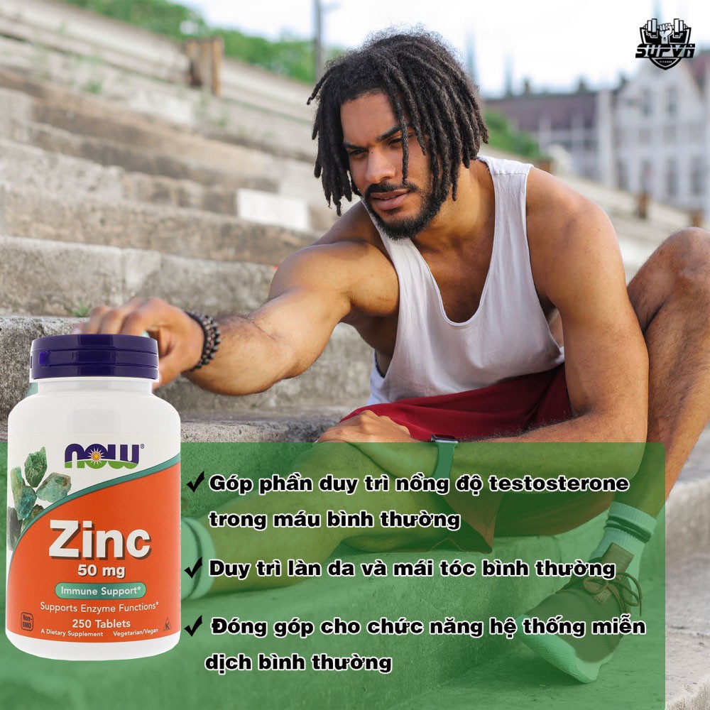 Now Zinc 50mg 250 viên - Viên bổ sung Kẽm Now Tablets, 50 mg, Pack of 250