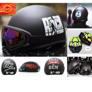 [Clip Thật] Combo Mũ Bảo Hiểm 1/2 + Kính Uv 400 Siêu Đẹp Rẻ