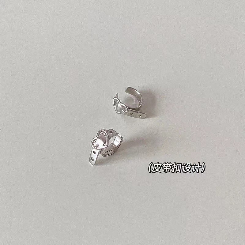 High-quality Love Belt Ear Clips Without Ear Holes Female Niche Retro Simple Temperament Irregular Ear Bone Clip Cool Ear Studs