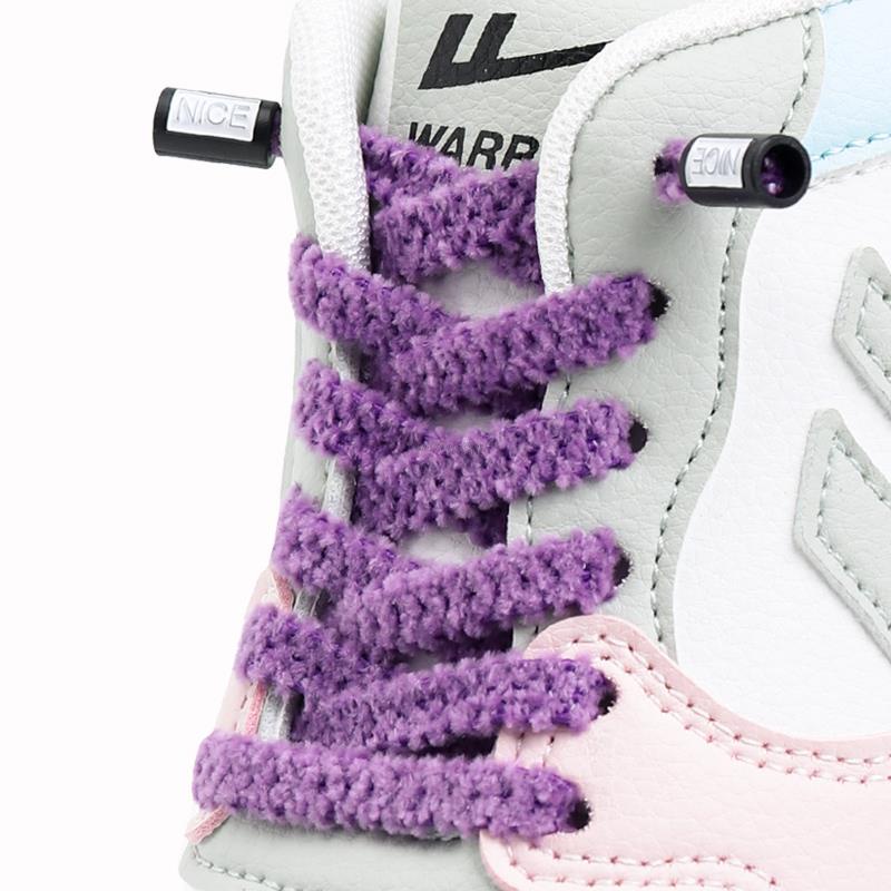 Dây Giày Sneaker Không Cần Buộc Bằng Vải Lông Co Giãn Phối Dây Buộc Nhanh Dành Cho Trẻ Em Người Lớn