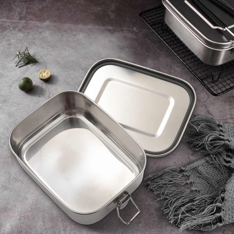 Hộp Đựng Thức Ăn Trưa 800ML Bằng Thép Không Gỉ Có Khóa An Toàn Chống Rò Rỉ Cho Trẻ Em / Người Lớn