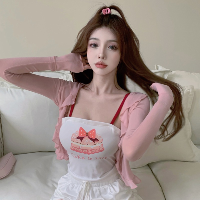 Áo Cardigan Dệt Kim Tay Dài Cổ Chữ V Màu Trơn Phong Cách Hàn Quốc Thời Trang Mùa Hè Cho Nữ