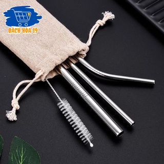 Ống Hút Inox  5 món không gỉ, tái chế sử dụng, thân thiện môi trường-ảnh thật