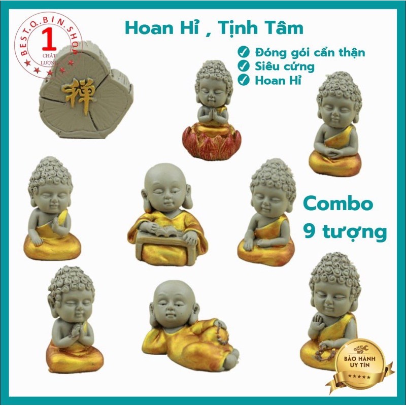 Bộ 9 tượng phật gốm Đại Cát - Màu đỏ -xanh - Cam - Đồ Trang Trí Xe Hơi, Tiểu Cảnh, Tượng Để Bàn Làm Việc, Trang Trí Nhà