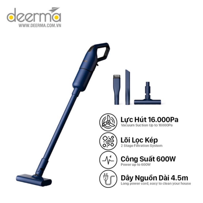 Máy hút bụi cầm tay gia đình cao cấp Deerma DX1000 - Lực hút lên tới 16000Pa