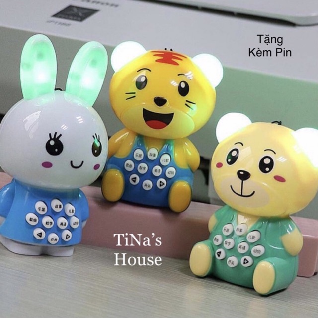 Điện thoại đồ chơi thỏ cà rốt phát nhạc kèm pin và dây đeo cho bé - TiNa’s House