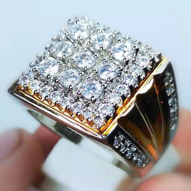 Nhẫn Mạ Vàng Trắng Đính Đá Zircon 9 Đôi