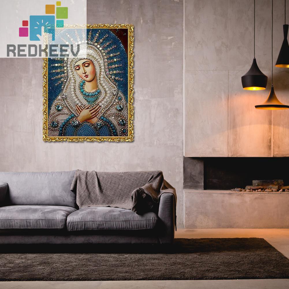 Bộ tranh đính đá 5d tự làm hình đức mẹ và thánh giá 1.13