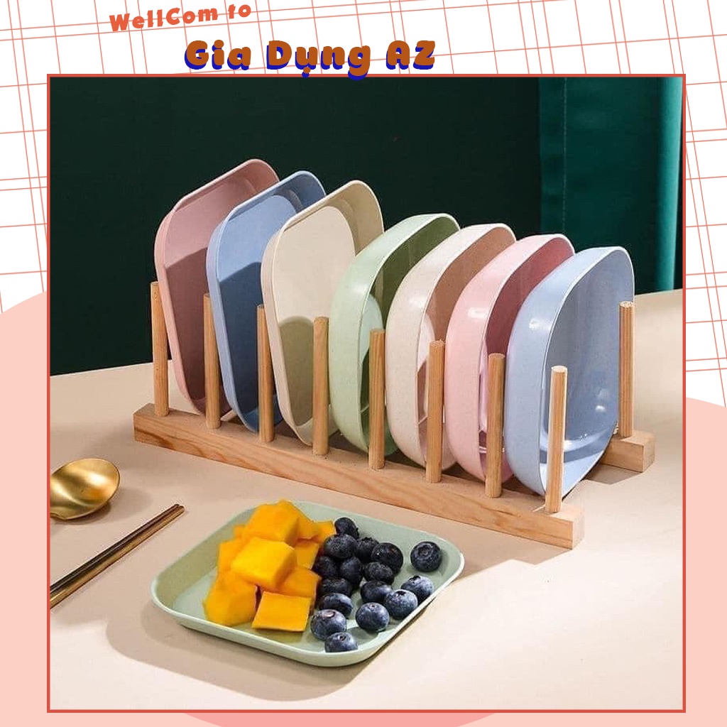 Đĩa lúa mạch vuông tròn size to sâu lòng set 8 đĩa lúa mạch đựng hoa quả trái cây cao cấp AZ SF455