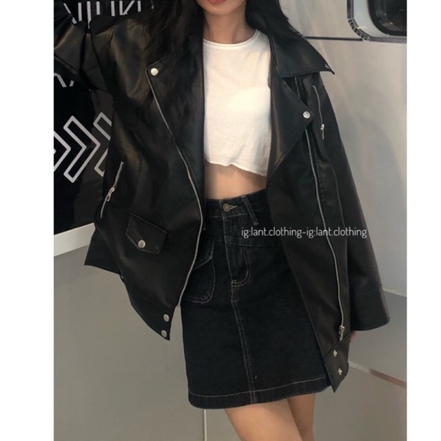 Áo khoác da khoá kéo