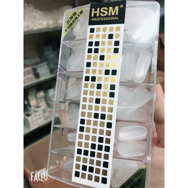 Móng úp nhám tay chân HSM- Hàng Chính Hãng Chuẩn Loại 1, Hộp 500 móng nhám sẵn chuẩn fom bền dẻo