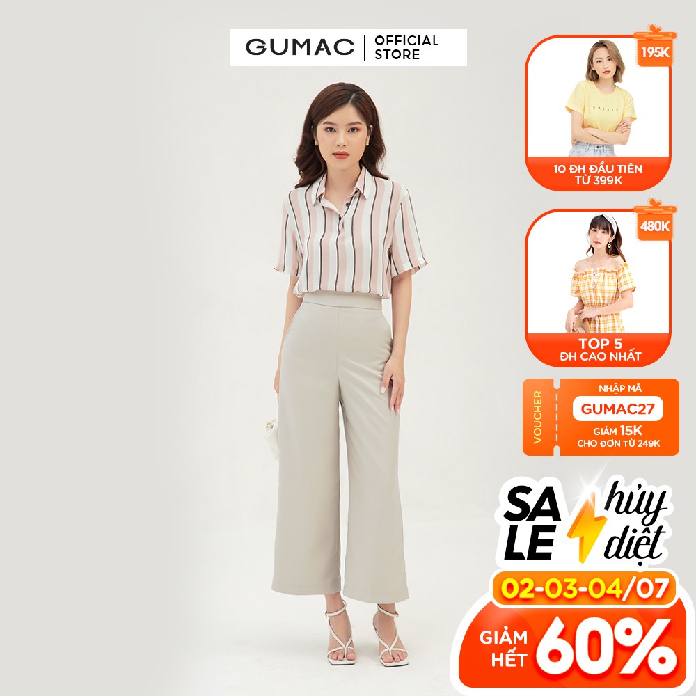 [Mã WABRGU72 giảm 10% tối đa 50k đơn 250k] Quần tây nữ ống rộng cơ bản GUMAC đồ công sở thanh lịch, sang trọng QB306