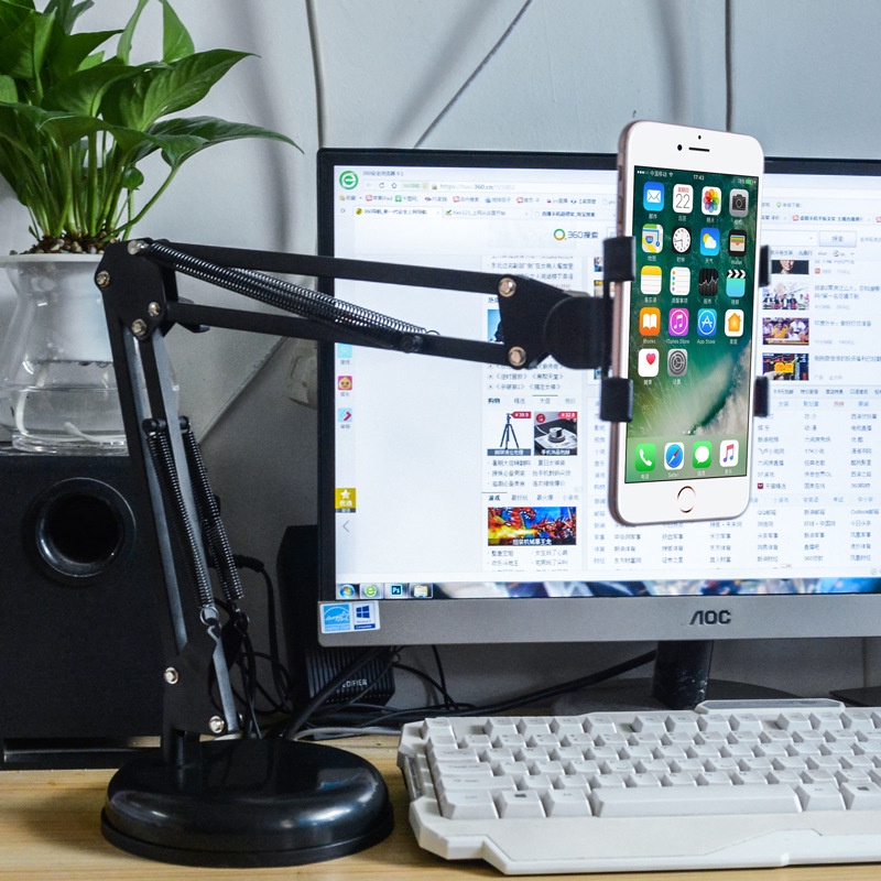 Giá đỡ điện thoại đế nặng để bàn xoay 360 livestream đa năng điều chỉnh chiều cao
