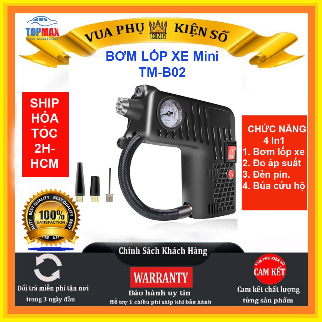 Máy bơm lốp xe - Bơm đa năng không khí điện mini ( Bảo Hành 12 Tháng)