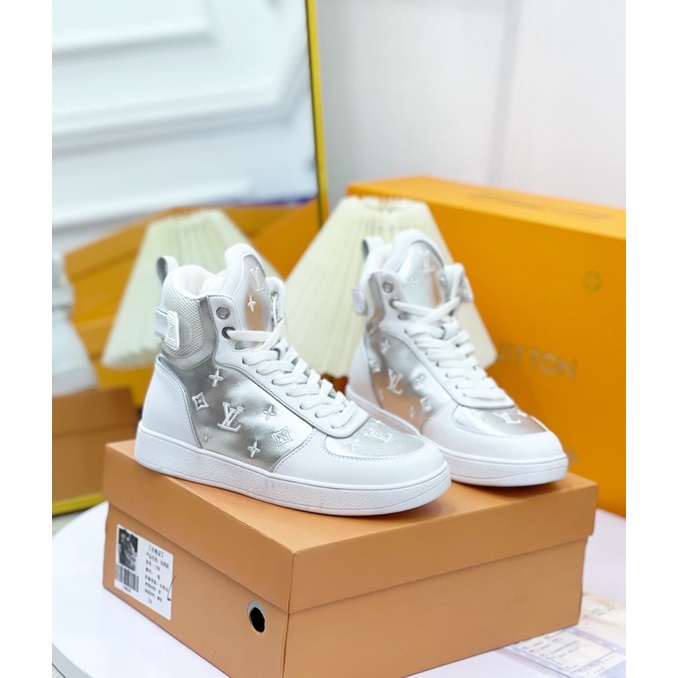 Giày thể thao sneaker lv bạc hoa văn chìm fullbox