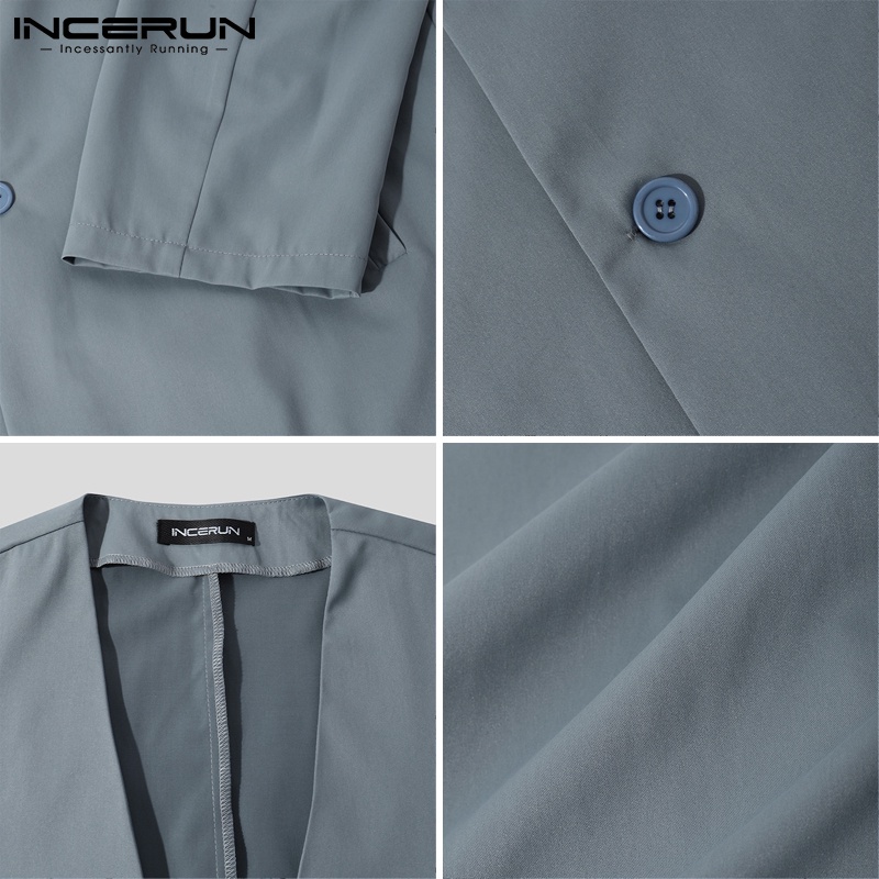 Áo blazer nam INCERUN cài nút dọc màu trơn tay dài cổ chữ V thời trang | BigBuy360 - bigbuy360.vn