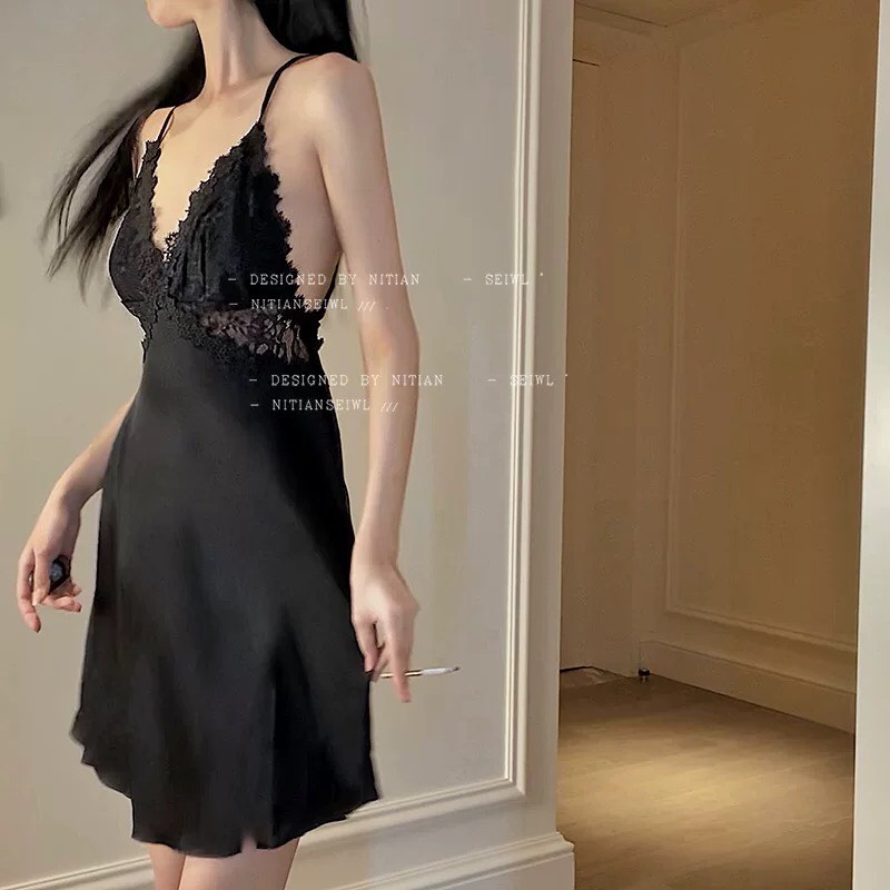 Váy ngủ hai dây sexy, gợi cảm - Hàng Quảng Châu cao cấp 2022 cực hot - Queen.Sexy - VN61