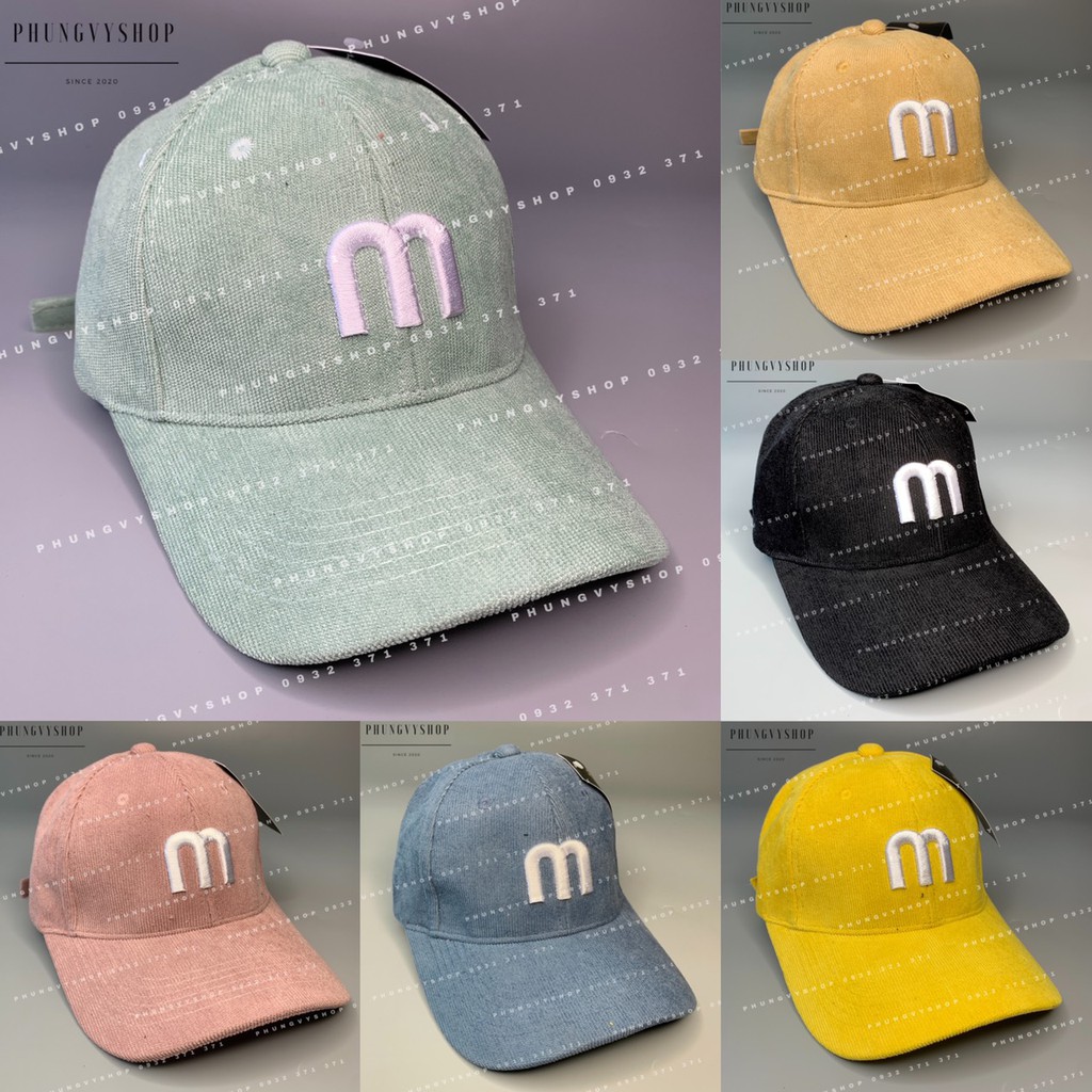 Mũ LƯỠI TRAI unisex cực hot nam nữ - THÊU Chữ M - nón kết basic