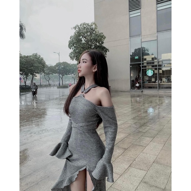 Maxi tay dài loe bèo cao