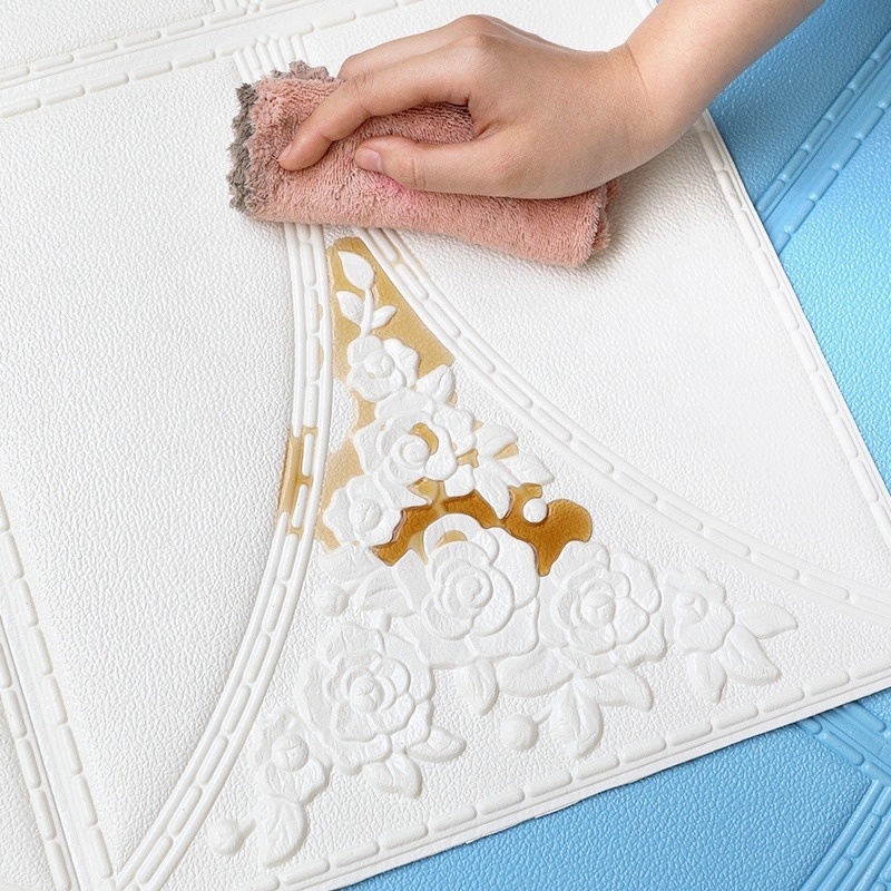 Miếng xốp dán tường 3D kích thước 35x35 cao cấp dùng cho trang trí phòng khách