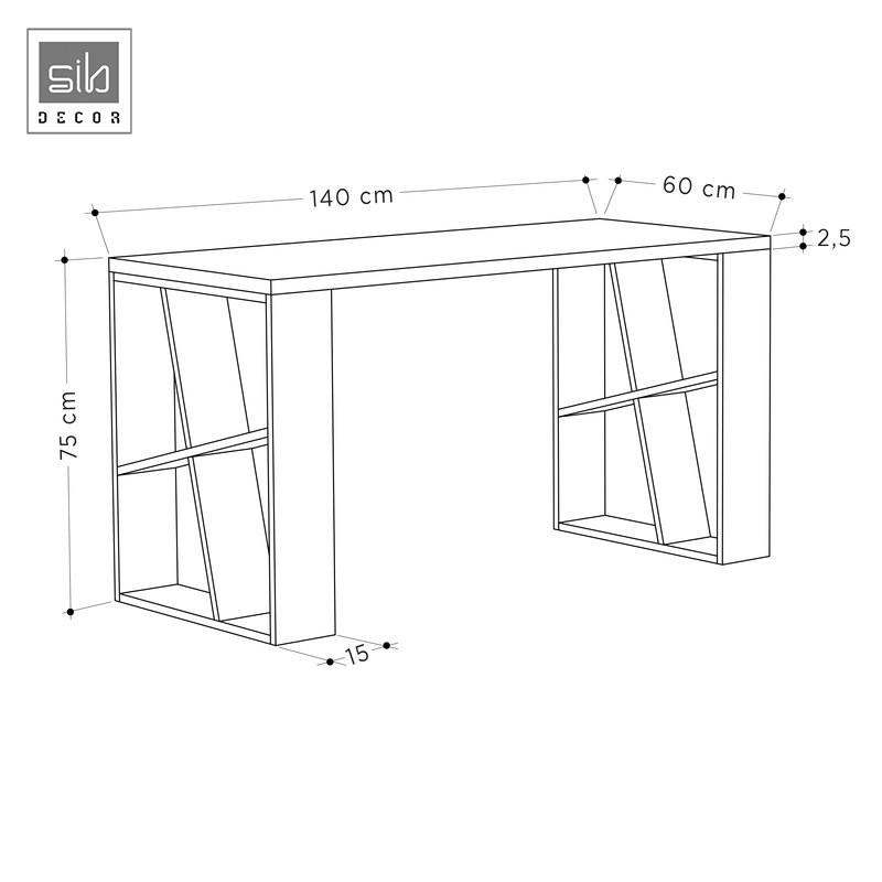 Bàn Học Sinh, Bàn Làm Việc Hiện Đại SIB Decor Với 2 Chân Cách Điệu, Mặt Bàn Dày 25mm Chắc Chắn, Gỗ Chống Ẩm, Chống Trầy