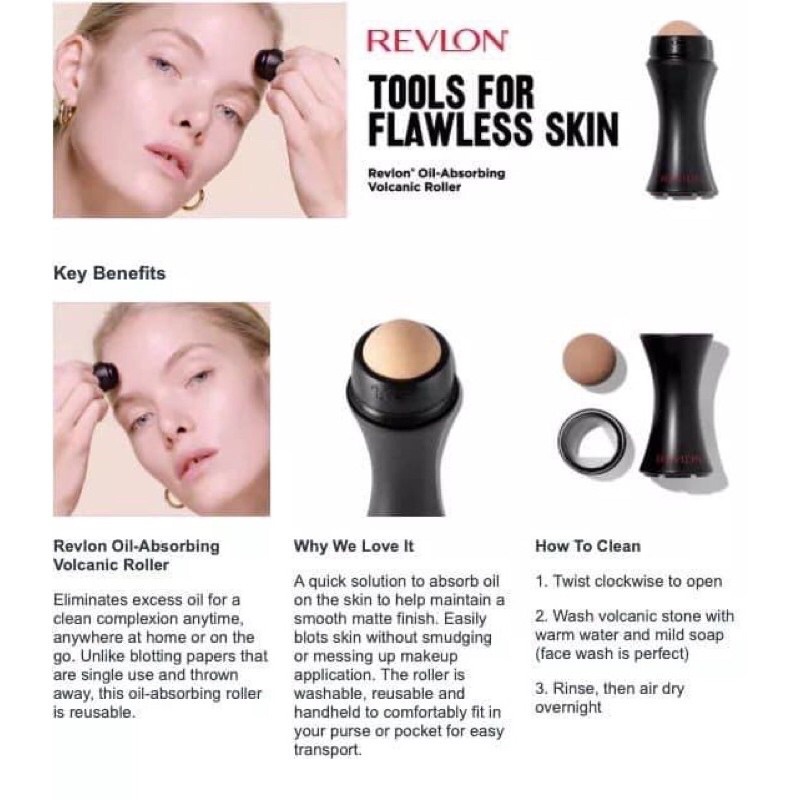 [Bill Úc] Thanh lăn dầu Revlon đá núi lửa dùng trọn đời Volcanic Stone Oil Absorbing Roller thần kỳ | BigBuy360 - bigbuy360.vn